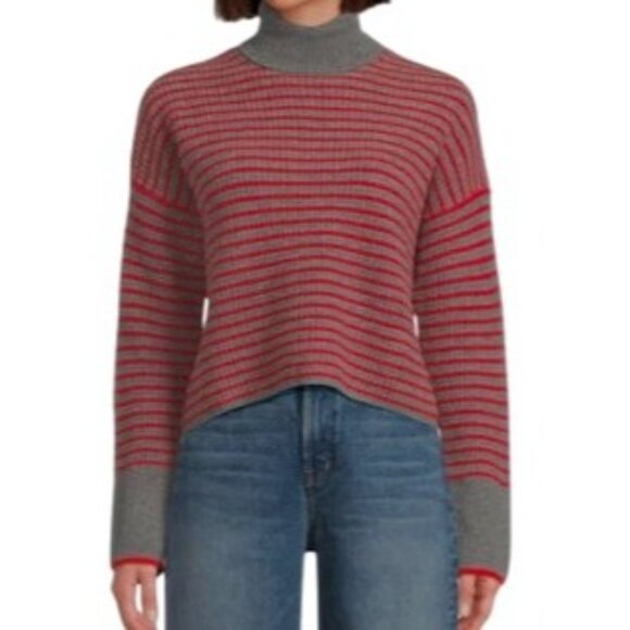 Madewell Sweaters - Madewell Women's Small 100% Merino Wool Waffle Knit Turtleneck Striped